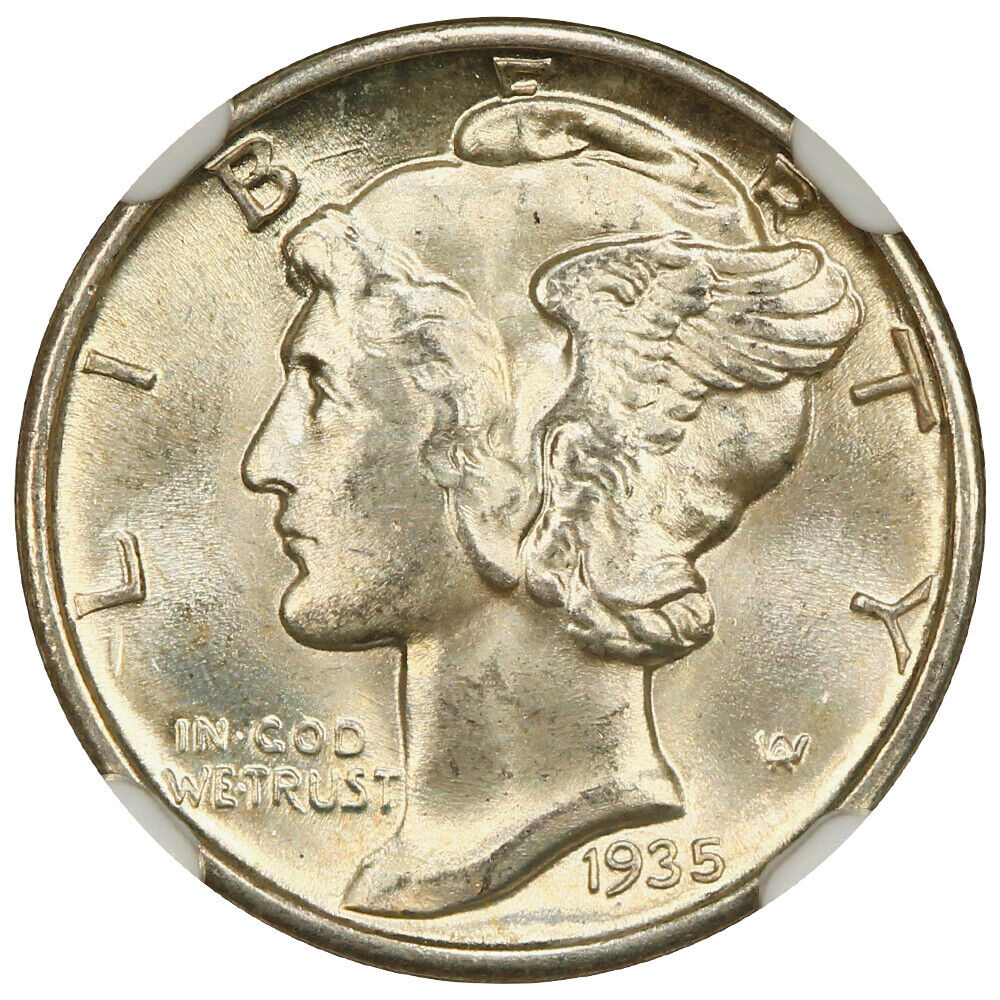 1935 10C NGC MS67FB - Mercury Dime