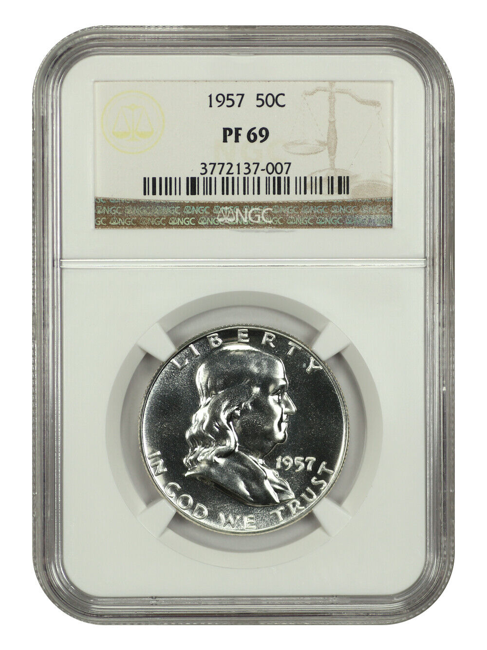 1957 50C NGC PR69 - Franklin Half Dollar