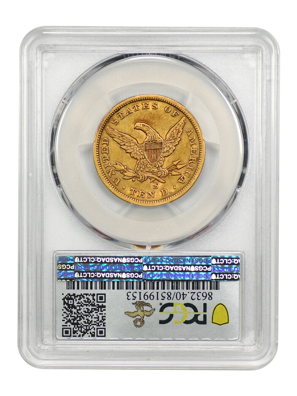 1860-S $10 PCGS XF40 ex: D.L. Hansen