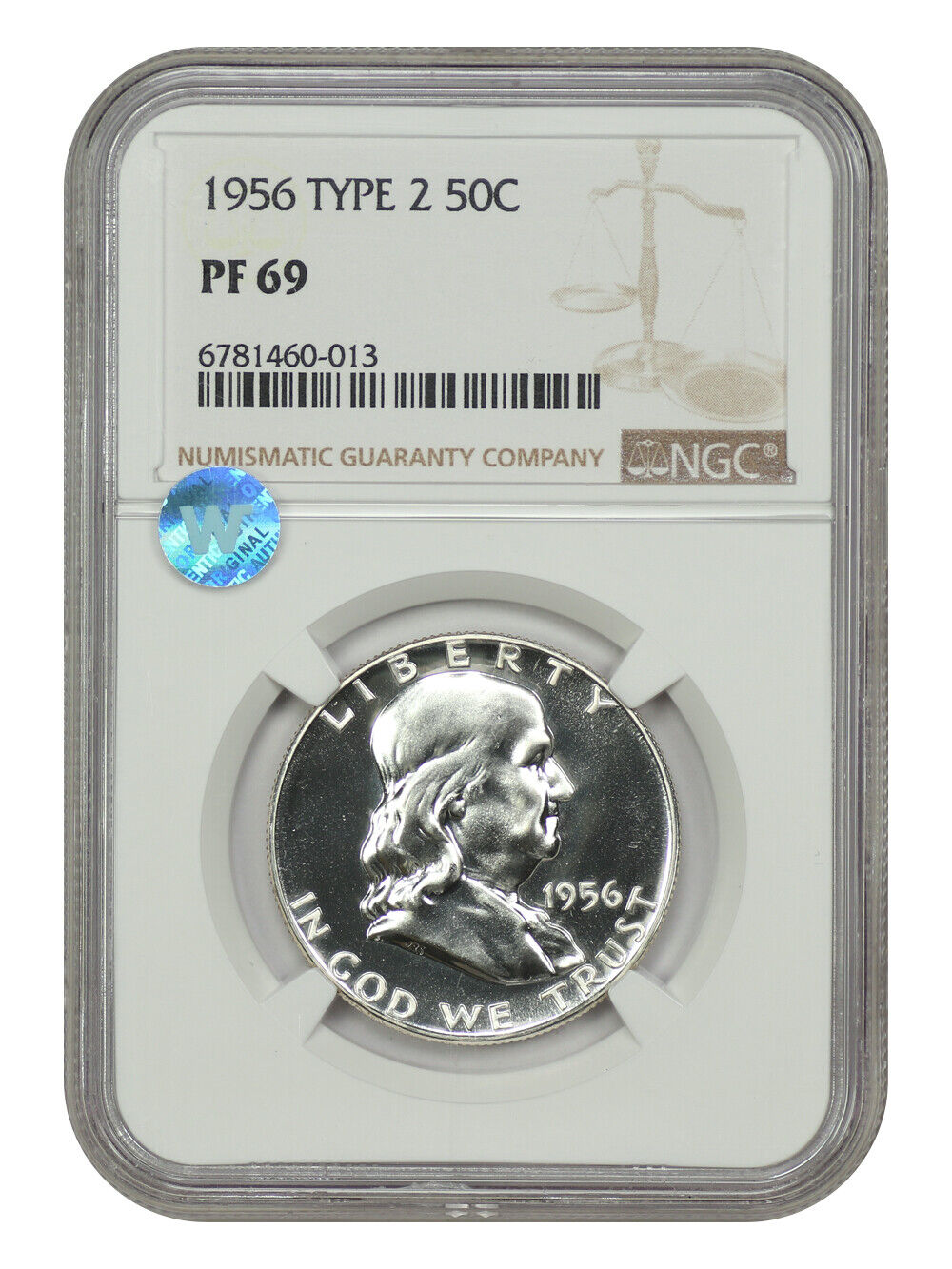 1956 50C NGC PR69 (Type 2) - Franklin Half Dollar