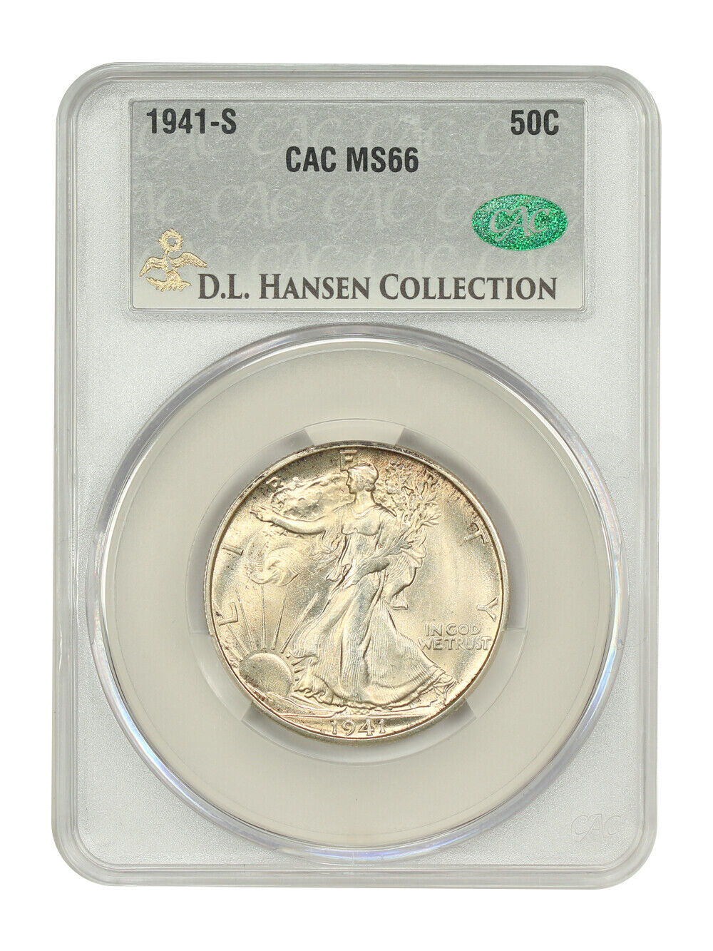 1941-S 50C CACG MS66 ex: D.L. Hansen - Walking Liberty Half Dollar