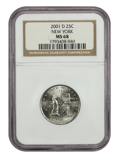 2001-D 25C New York NGC MS68 - Washington 50 States Quarters