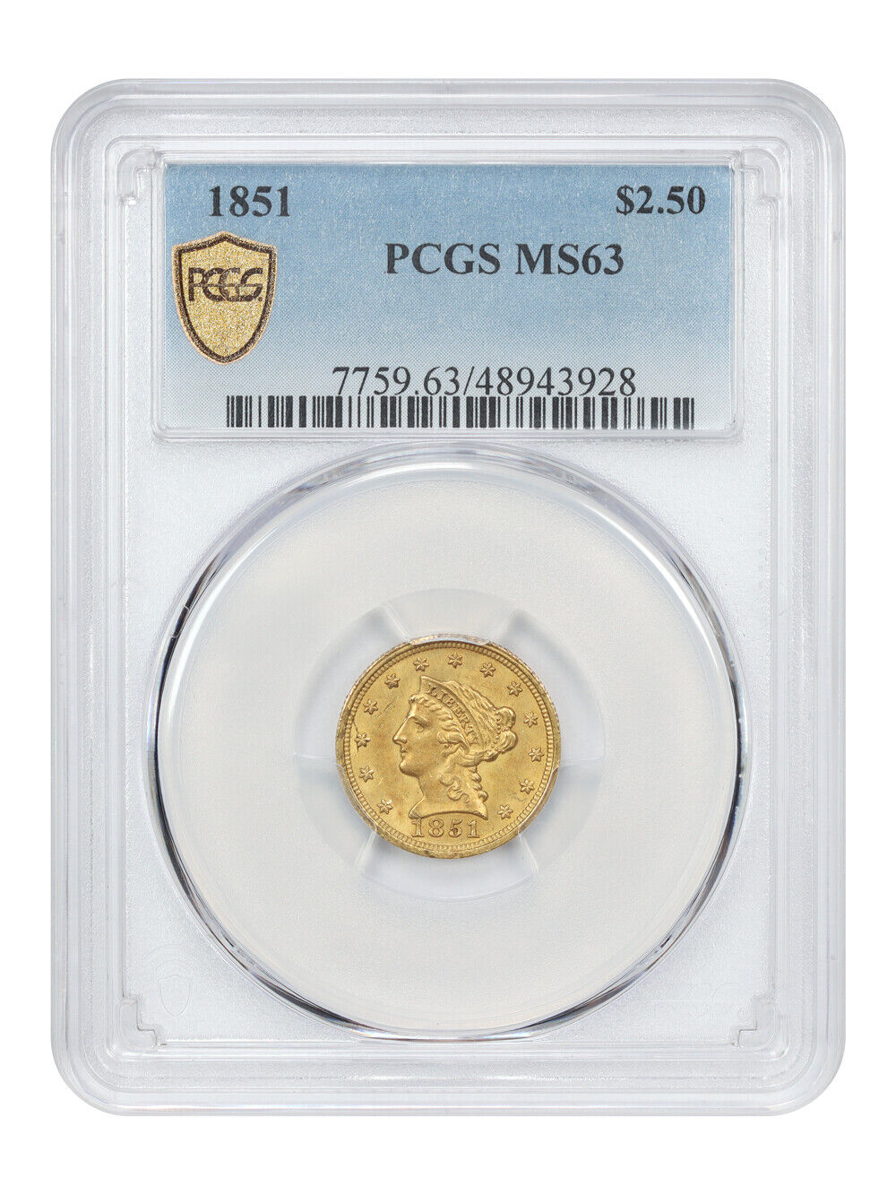 1851 $2.50 PCGS MS63