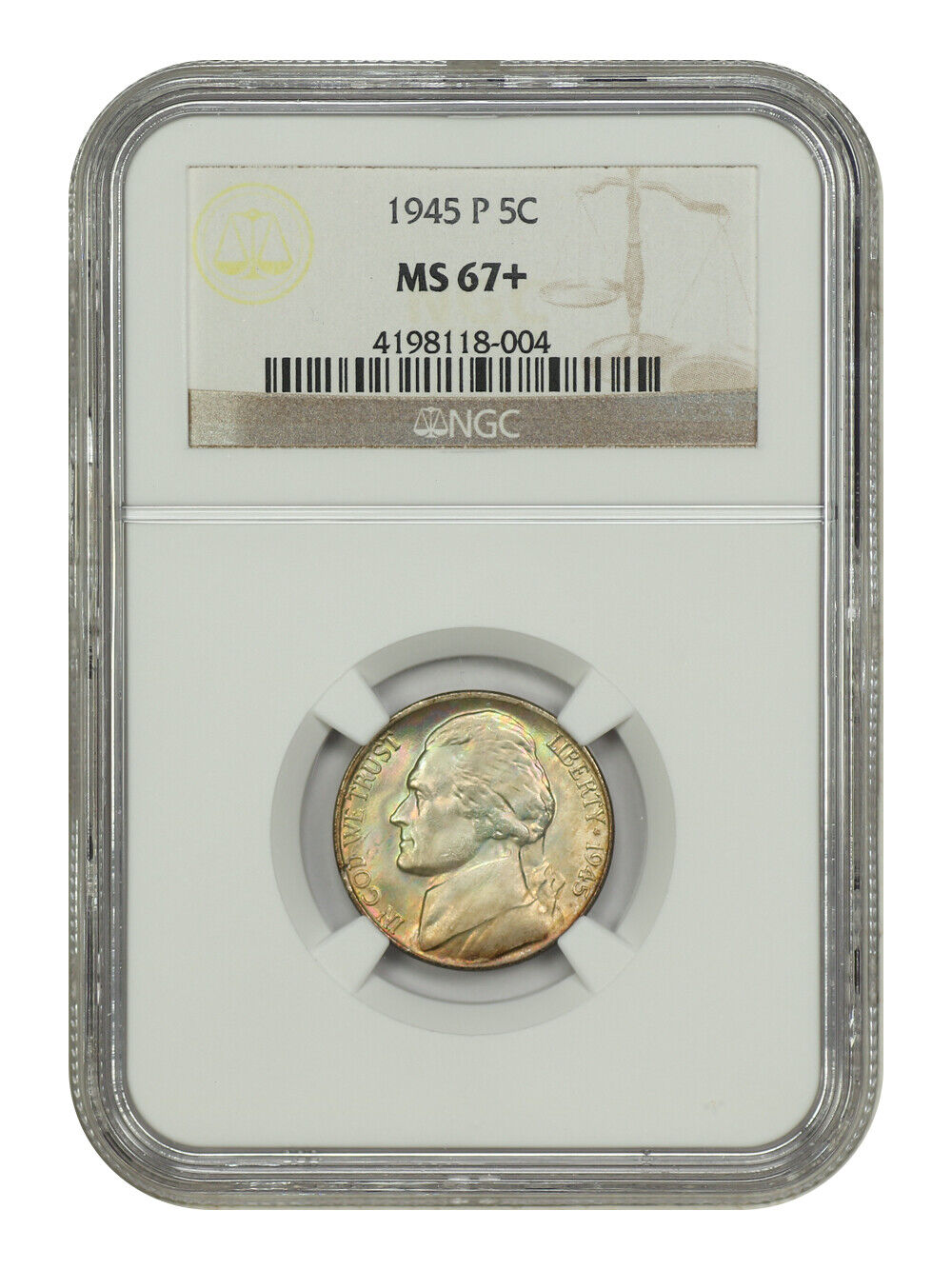 1945-P 5C NGC MS67+ - Jefferson Nickel