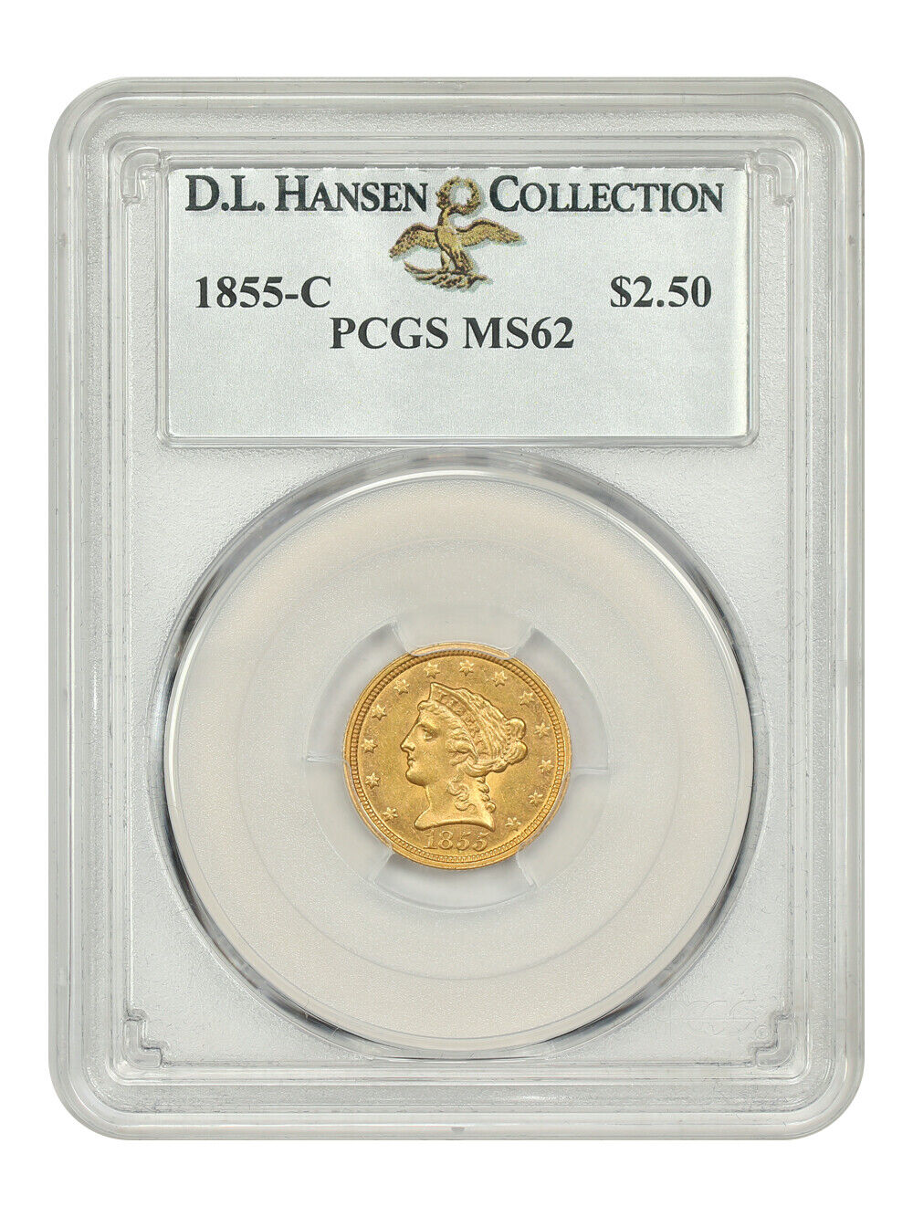 1855-C $2.50 PCGS MS62 ex: D.L. Hansen - Liberty Head $2.5