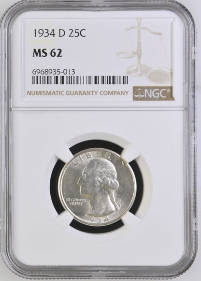 1934 D Washington Quarter NGC MS-62