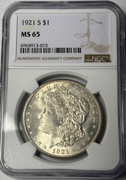 1921 S Morgan Silver Dollar NGC MS-65 Premium Quality!