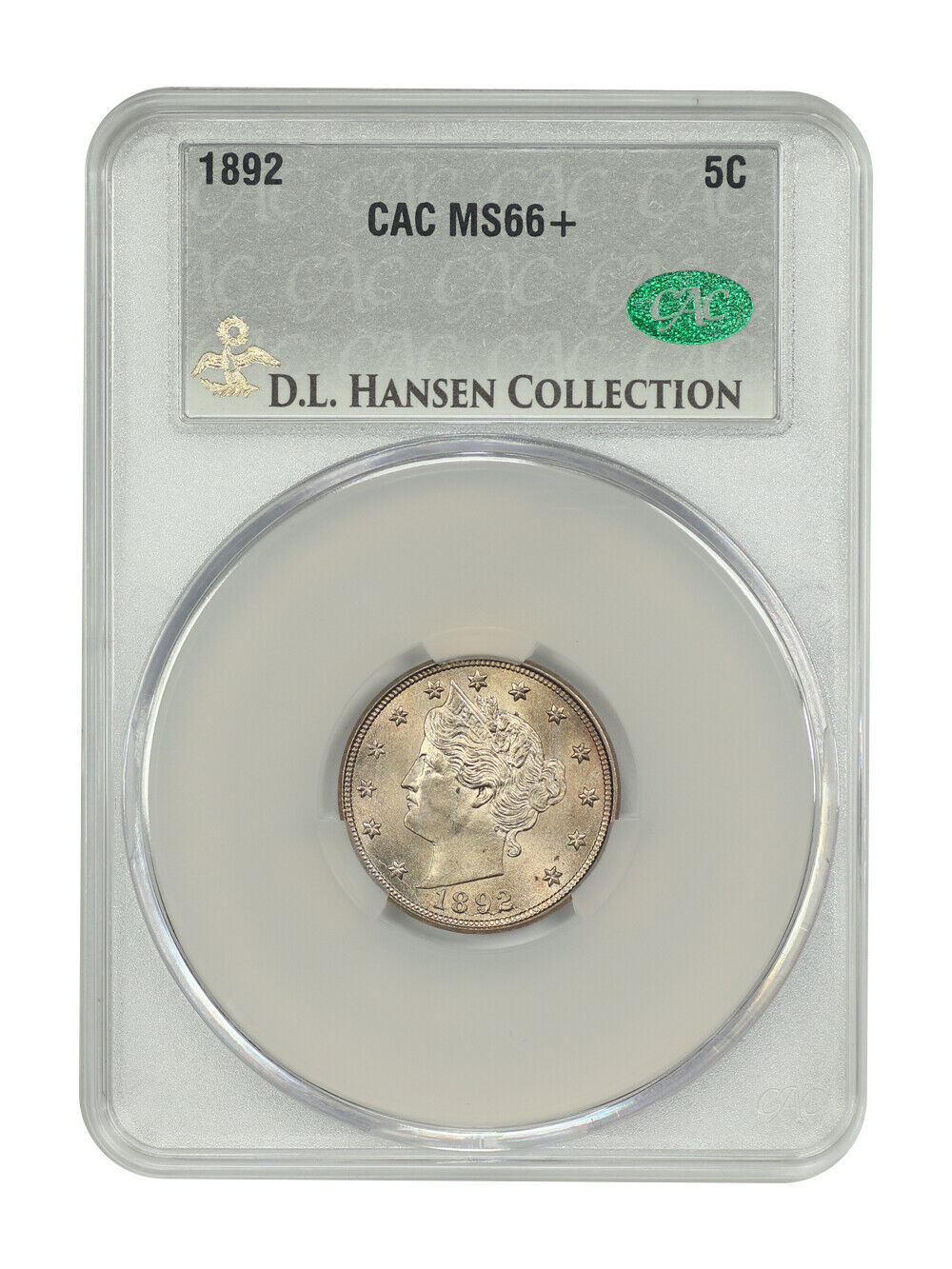 1892 5C CACG MS66+ ex: D.L. Hansen - Liberty Nickel