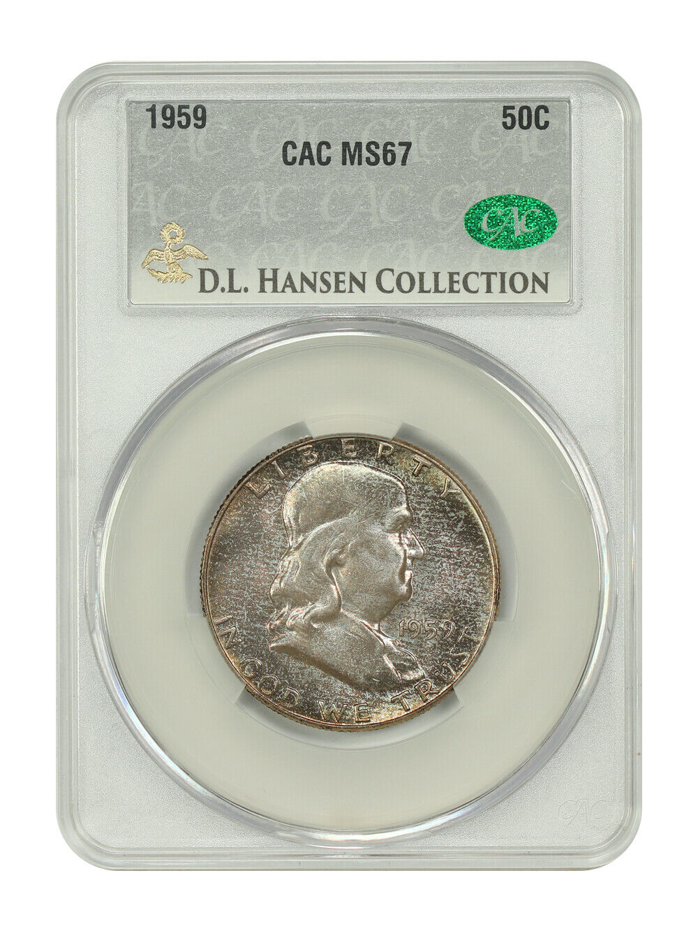 1959 50C CACG MS67 ex: D.L. Hansen - Franklin Half Dollar