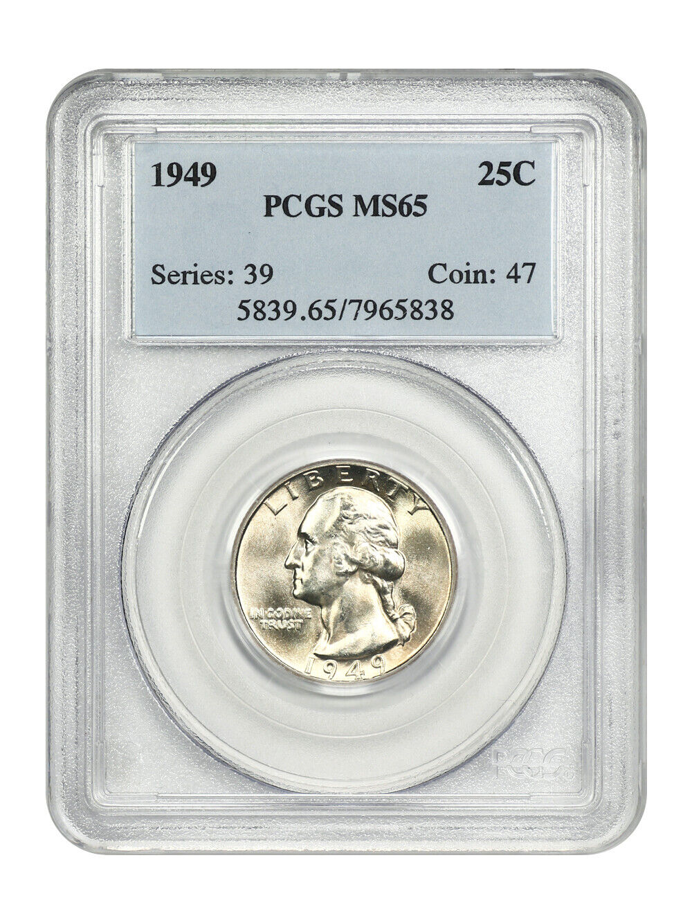 1949 25C PCGS MS65