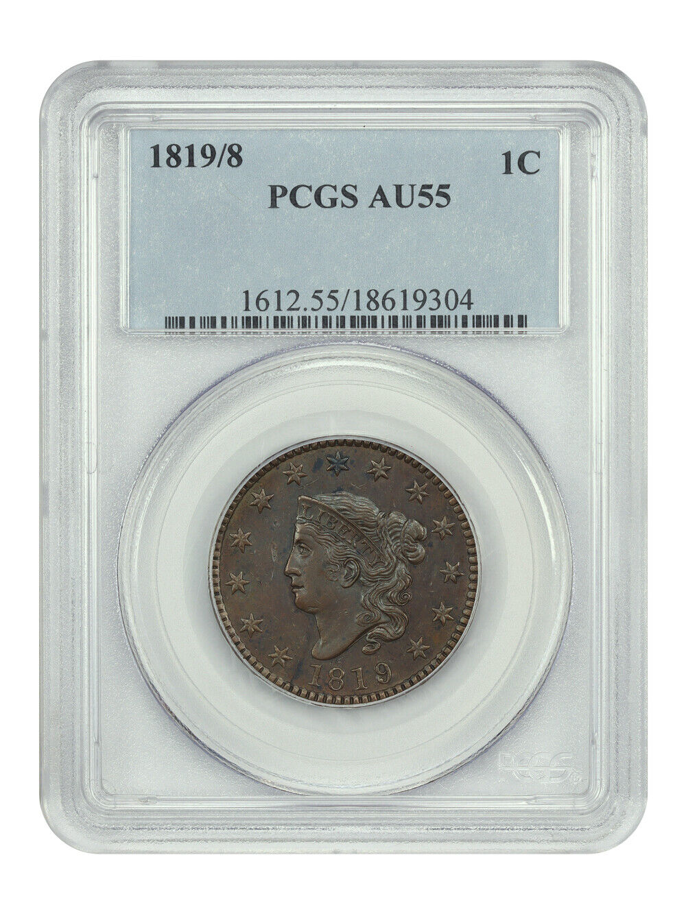 1819/8 1C PCGS AU55 - Coronet Head Cent