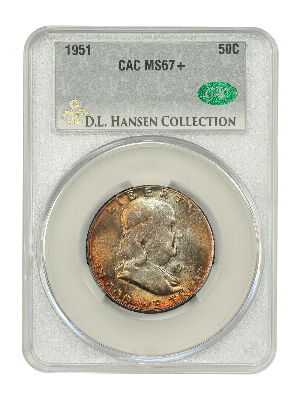 1951 50C CACG MS67+ ex: D.L. Hansen - Franklin Half Dollar