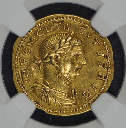 Tacitus, AD 275-276 ROMAN EMPIRE AV Aureus NGC XF40 Quadriga