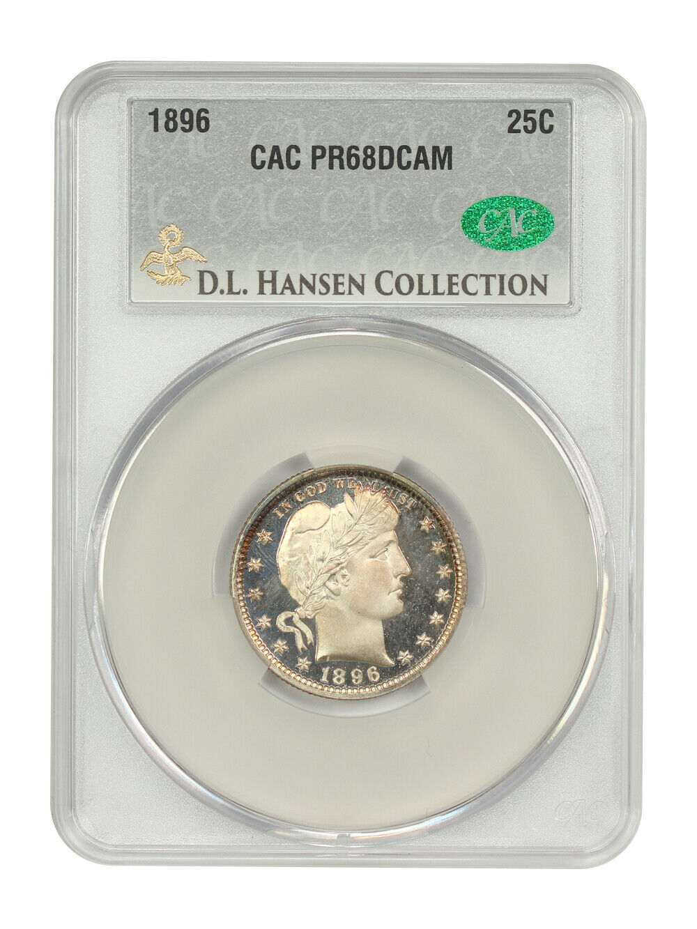 1896 25C CACG PR68DCAM ex: D.L. Hansen - Barber Quarter