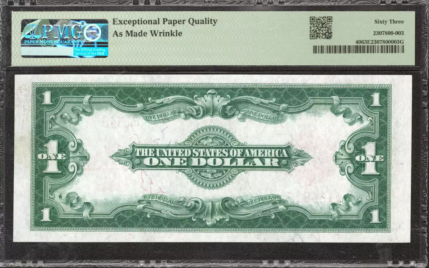 1923 $1 LEGAL TENDER FR.40 LARGE SIZE NOTE SPEELMAN WHITE PMG CU 63 EPQ (134B)