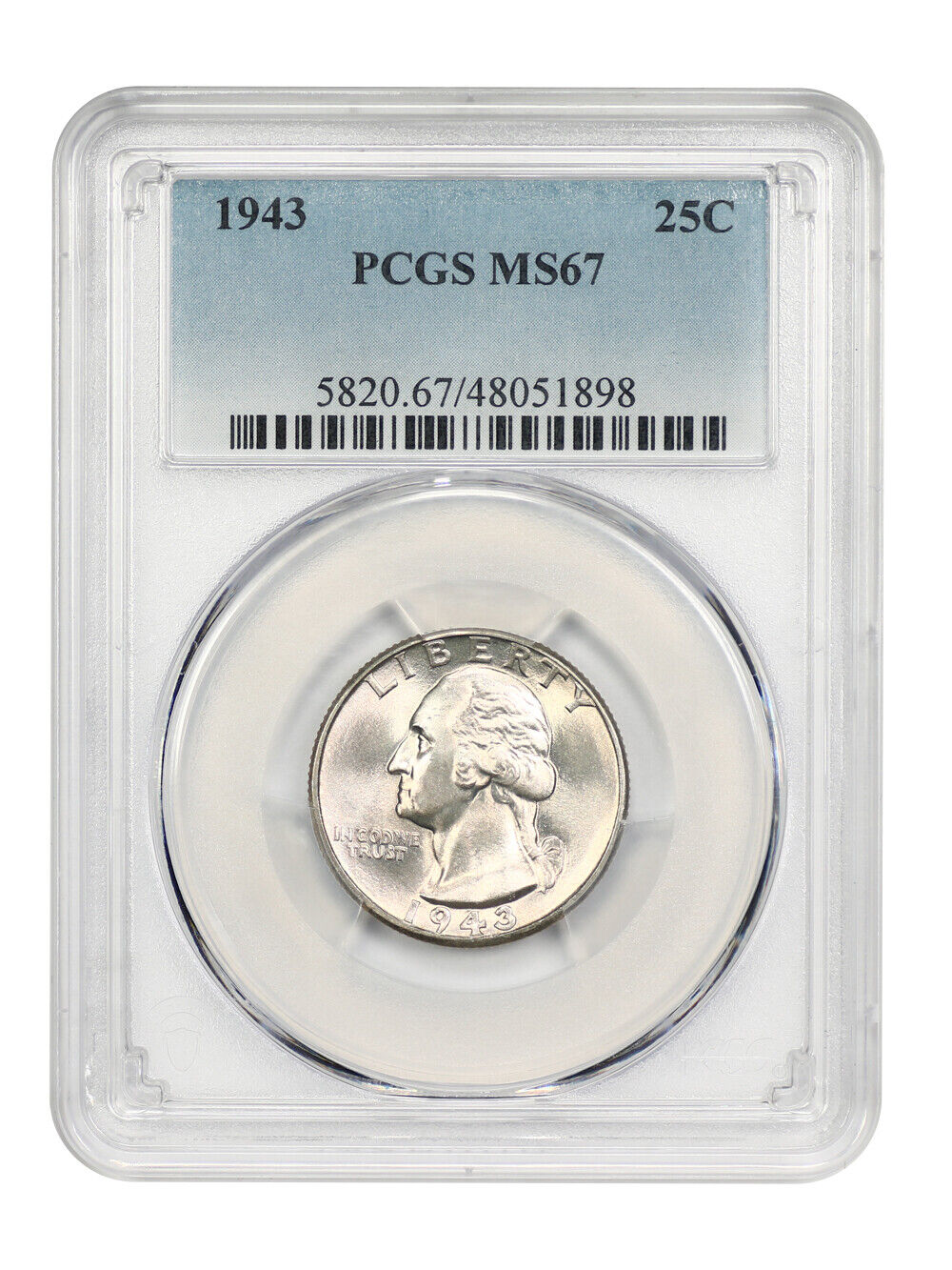 1943 25C PCGS MS67