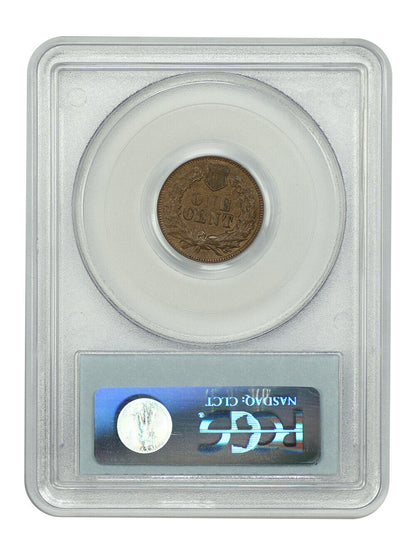 1864 1C PCGS AU58 (L On Ribbon) - Indian Cent