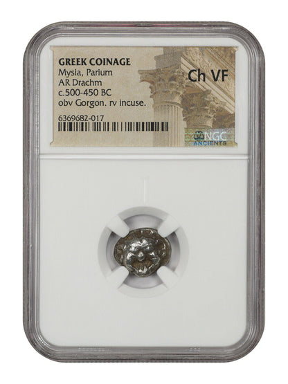 Ancient Greek: (c.500-450 BC) AR Drachm NGC Choice VF (Mysia, Parium)