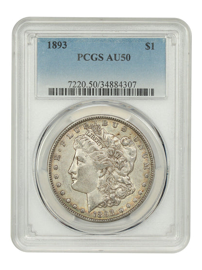 1893 $1 PCGS AU50 - Morgan Dollar - Better Date P-Mint