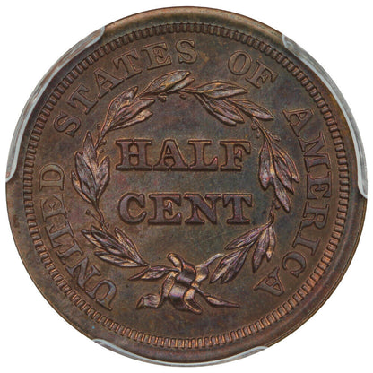 1854 1/2C PCGS PR64RB ex: D.L. Hansen