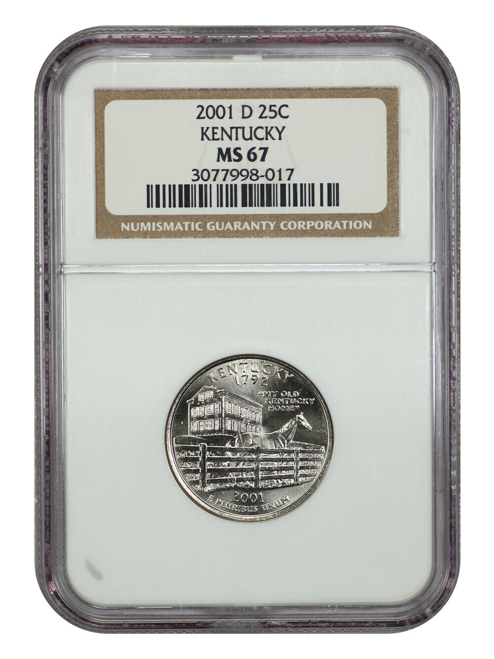 2001-D 25C Kentucky NGC MS67 - Washington 50 States Quarters