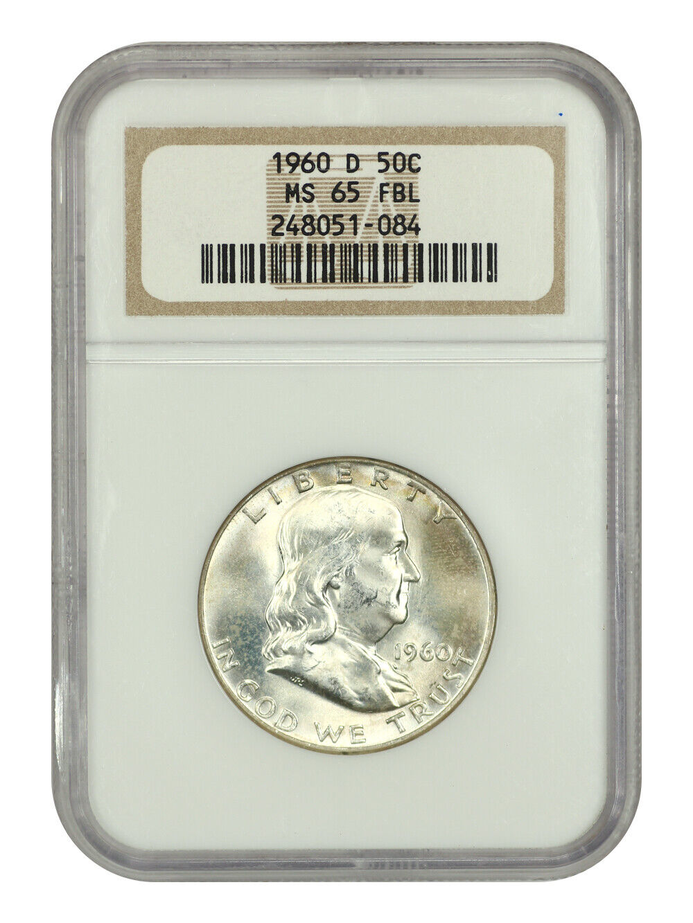 1960-D 50C NGC MS65FBL - Franklin Half Dollar