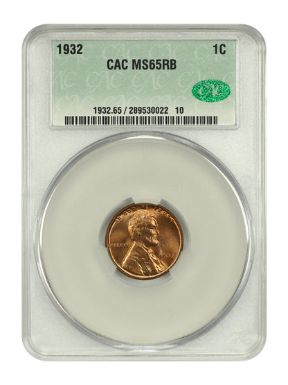 1932 1C CACG MS65RB - Lincoln Cent (Wheat Reverse)