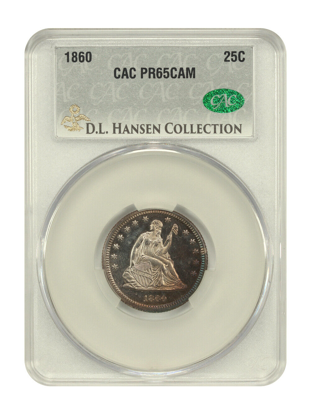 1860 25C CACG PR65CAM ex: D.L. Hansen - Liberty Seated Quarter