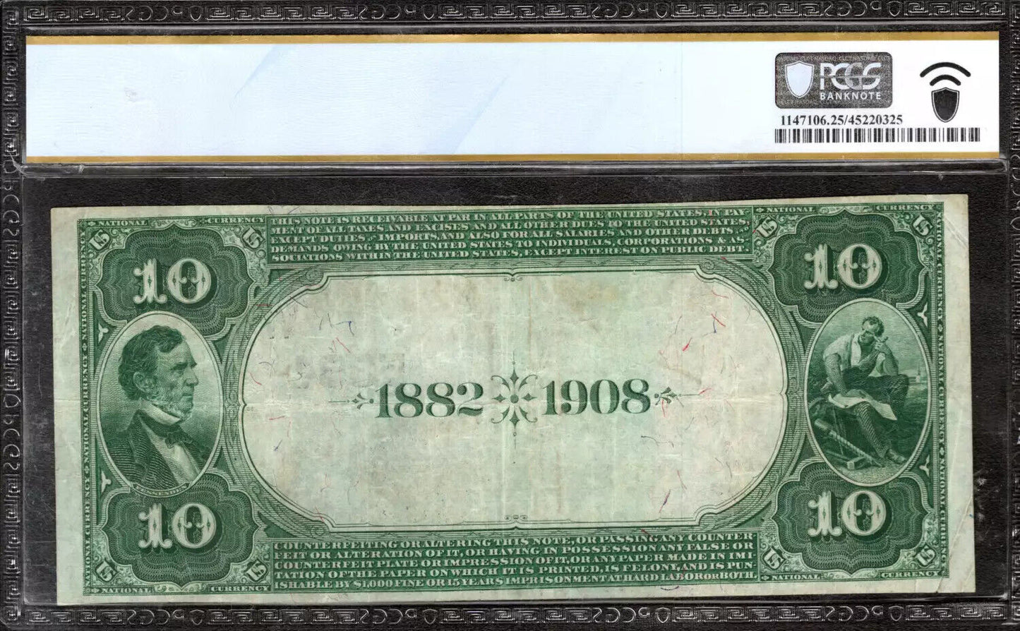 1882 $10 FULLERTON NATIONAL BANKNOTE CURRENCY FR.545 NEBRASKA PCGS 25 VF (669)