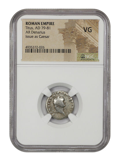 Ancient Roman: Titus (AD 79-81) AR Denarius NGC VG