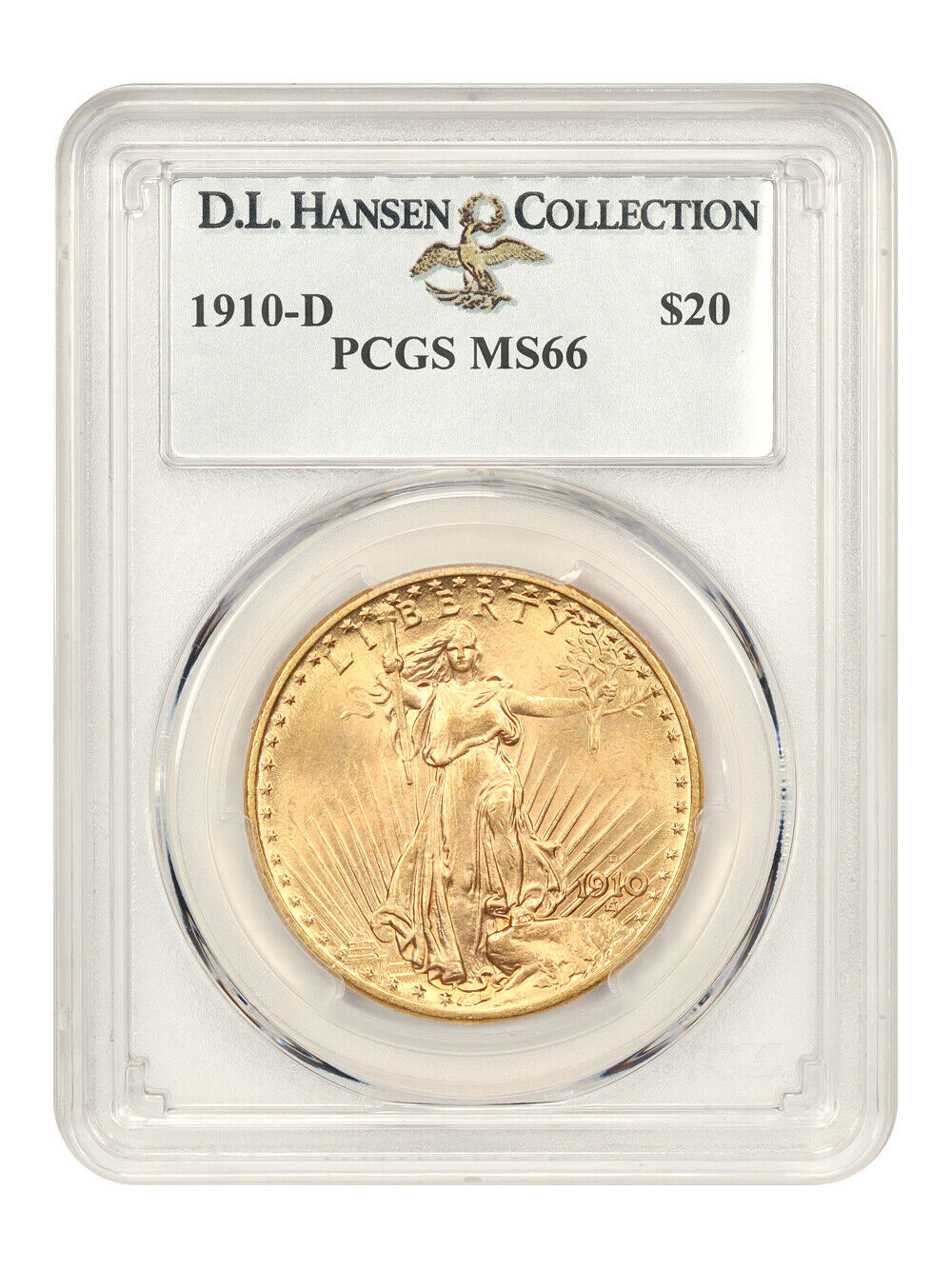 1910-D $20 PCGS MS66 ex: D.L. Hansen