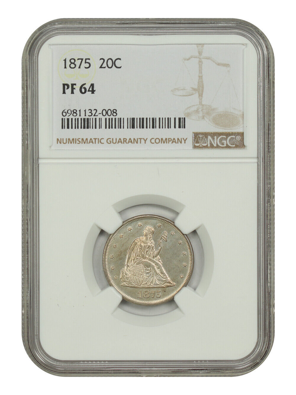 1875 20C NGC PR64 - Twenty Cent - Scarce First Year 20-Cent Proof