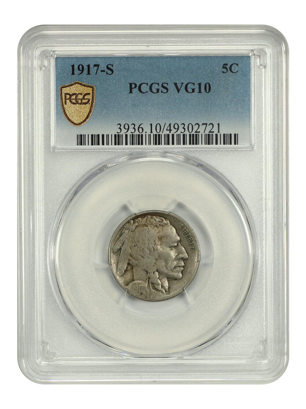 1917-S 5C PCGS VG10 - Buffalo Nickel