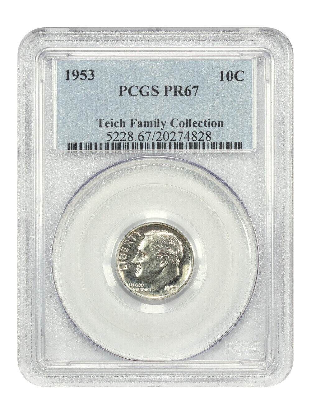 1953 10C PCGS PR67 - Roosevelt Dime