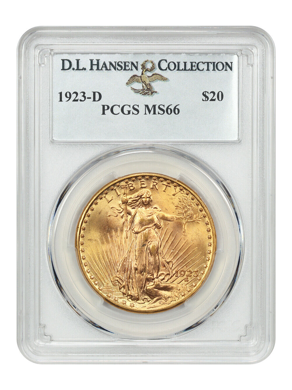 1923-D $20 PCGS MS66 ex: D.L. Hansen