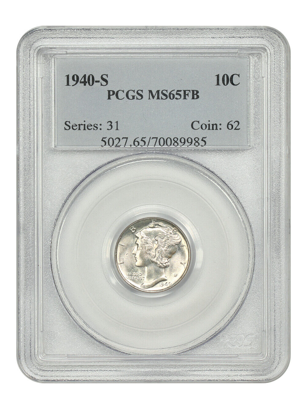 1940-S 10C PCGS MS65FB - Mercury Dime