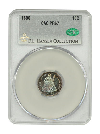 1890 10C CACG PR67 ex: D.L. Hansen - Liberty Seated Dime