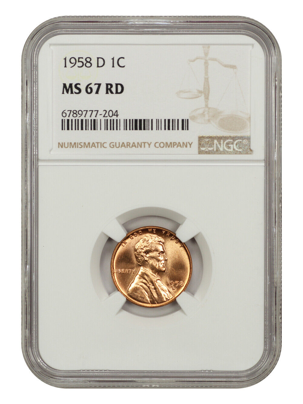 1958-D 1C NGC MS67RD