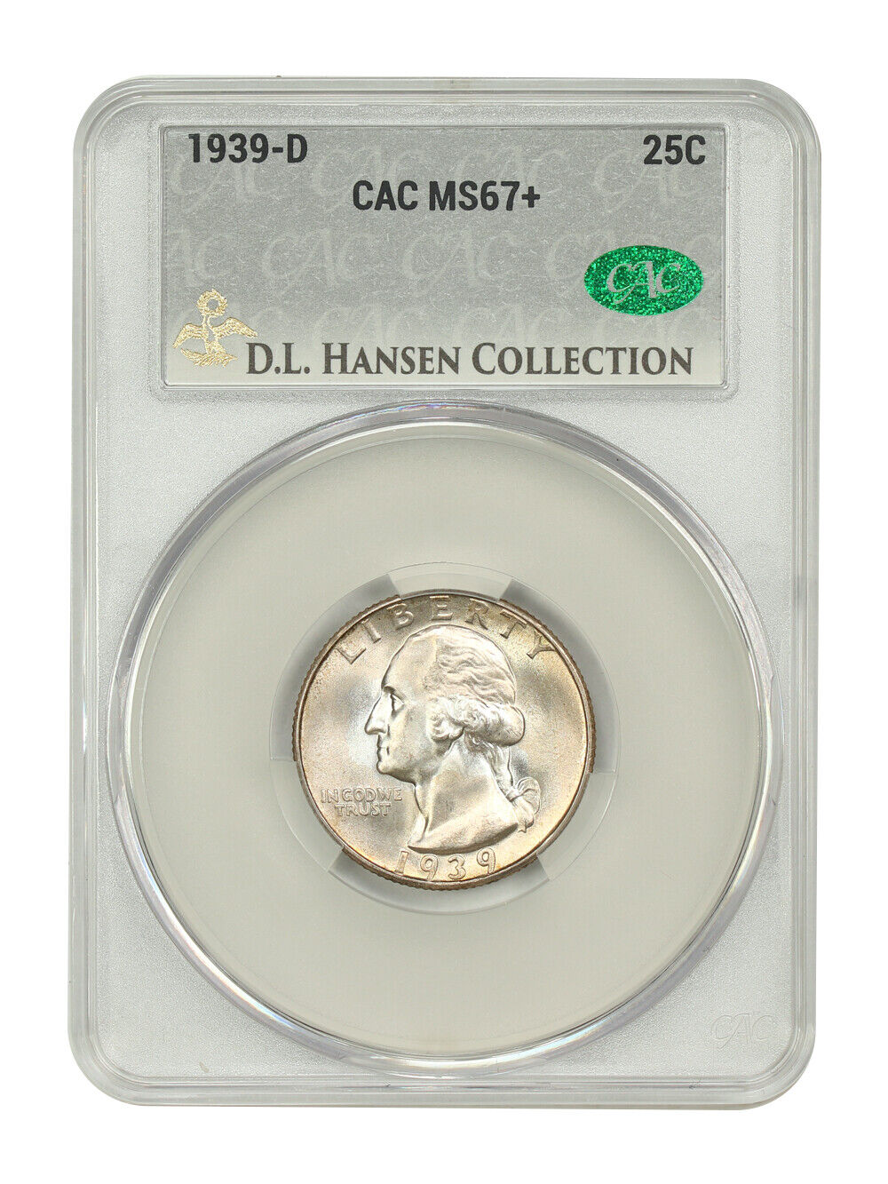 1939-D 25C CACG MS67+ ex: D.L. Hansen - Washington Quarter