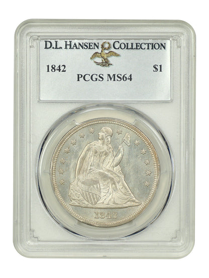 1842 $1 PCGS MS64 ex: D.L. Hansen