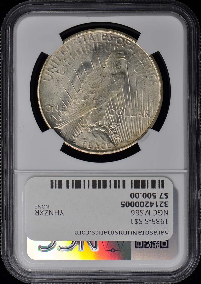 1935-S Peace Dollar S$1 NGC MS66