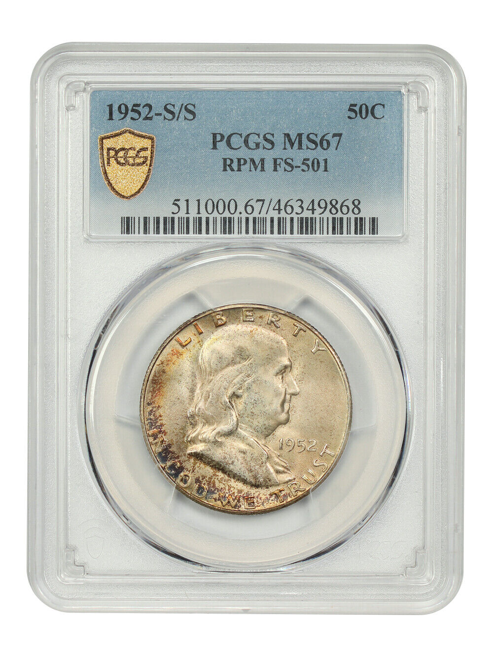 1952-S/S 50C PCGS MS67 (RPM, FS-501) - Franklin Half Dollar