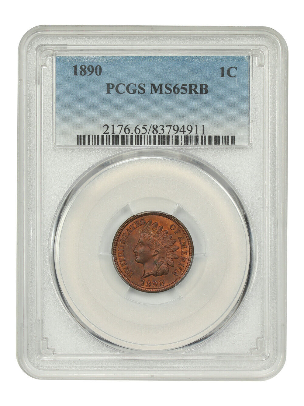 1890 1C PCGS MS65RB - Indian Cent