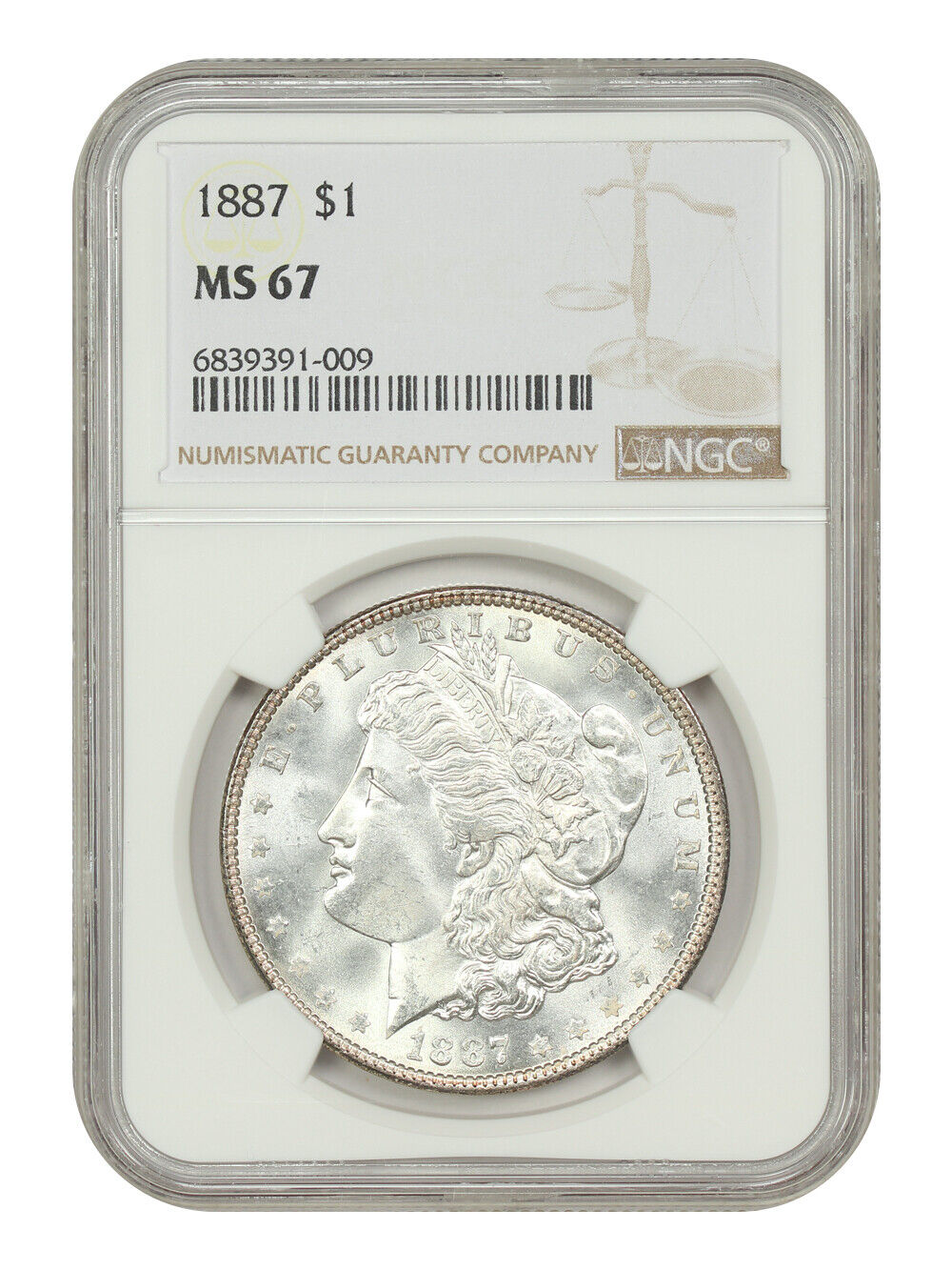 1887 $1 NGC MS67 - Morgan Dollar