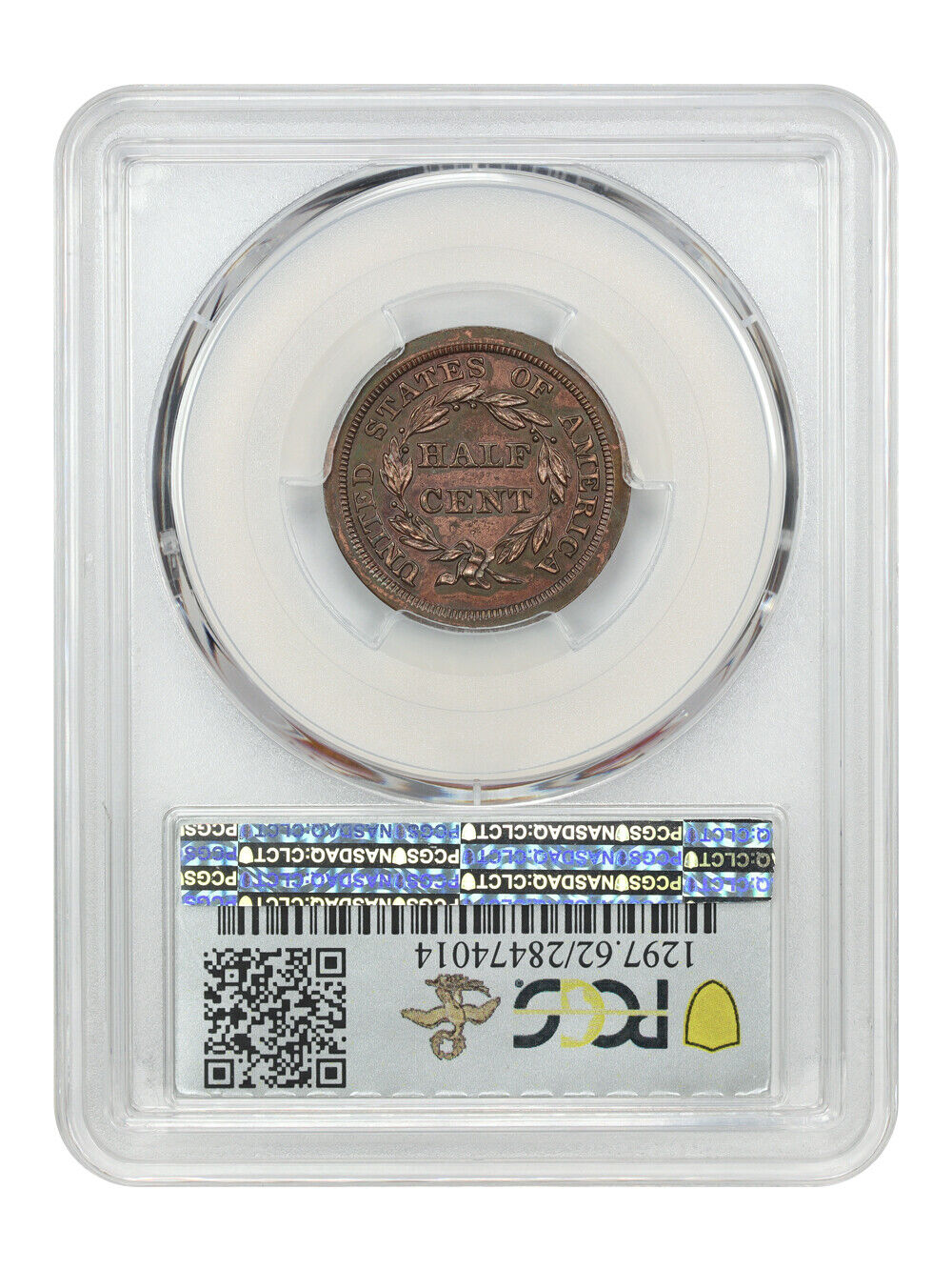 1848 1/2C PCGS PR62RB (Original) ex: D.L. Hansen