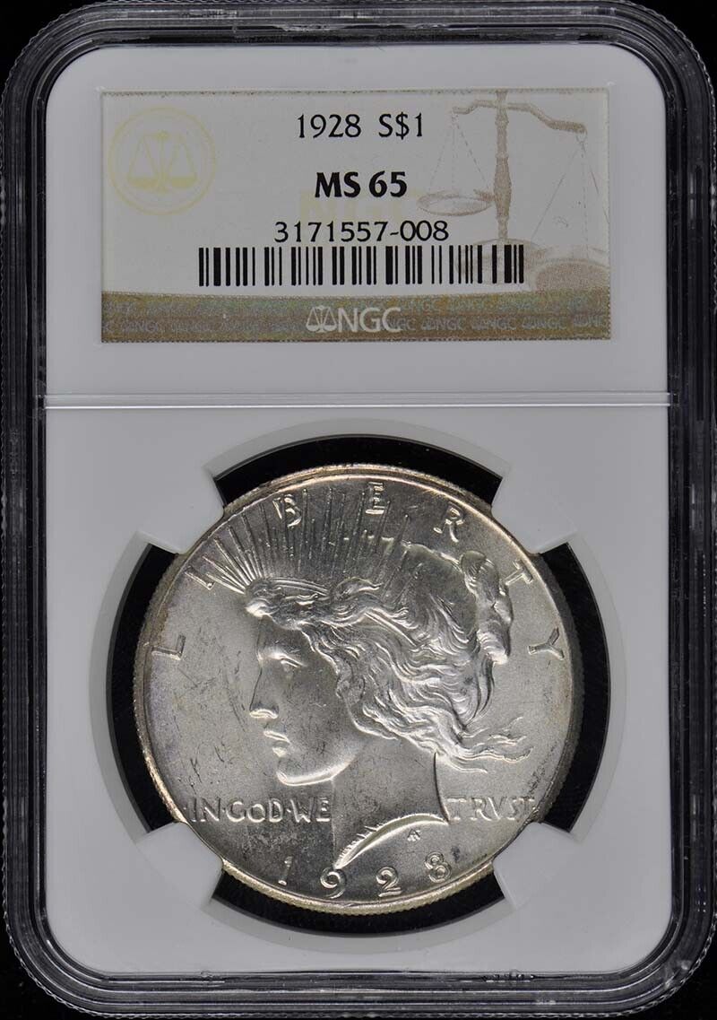 1928 Peace Dollar S$1 NGC MS65