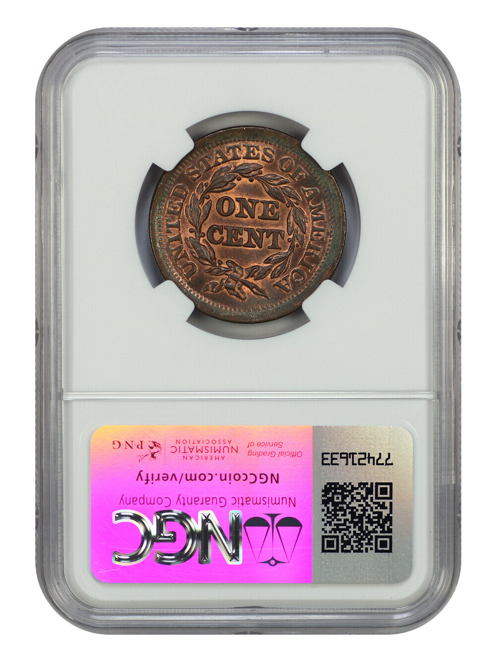 1852 1C NGC MS66RB - Braided Hair Cent