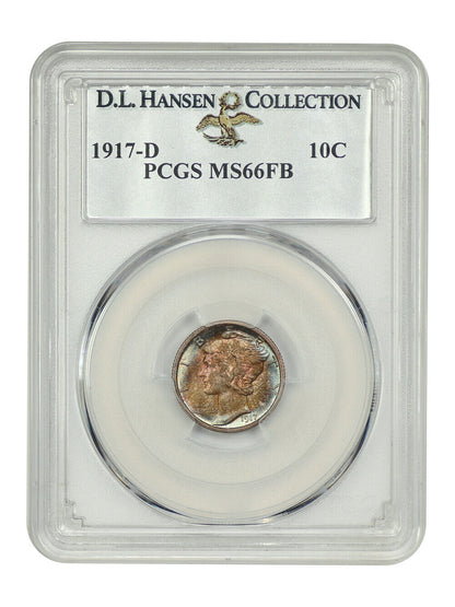 1917-D 10C PCGS MS66FB ex: D.L. Hansen