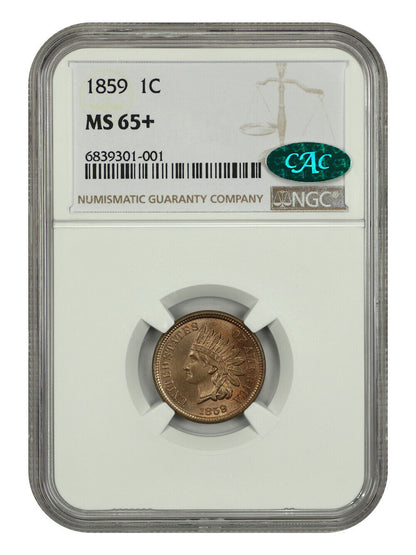 1859 1C NGC/CAC MS65+ - Indian Cent - Popular 1-Year Type Coin