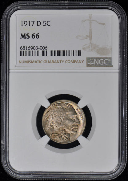 1917-D Buffalo Nickel Type 2 5C NGC MS66